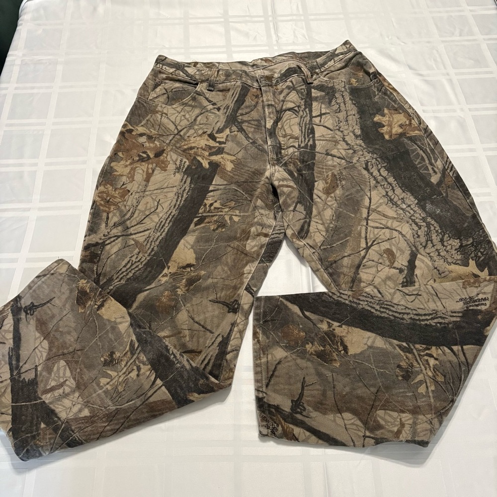 Vtg Duxbak Camo Jeans Men 42x32 Realtree Hardwoods 20-200 Hunting Pants